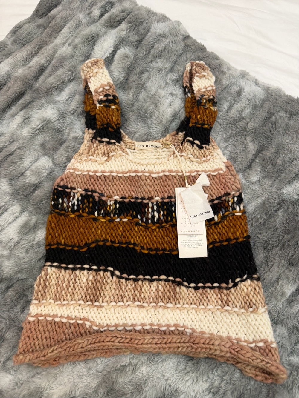Ulla Johnson Chunky Handknit Tank Top in Black, Brown, Cream & Blush